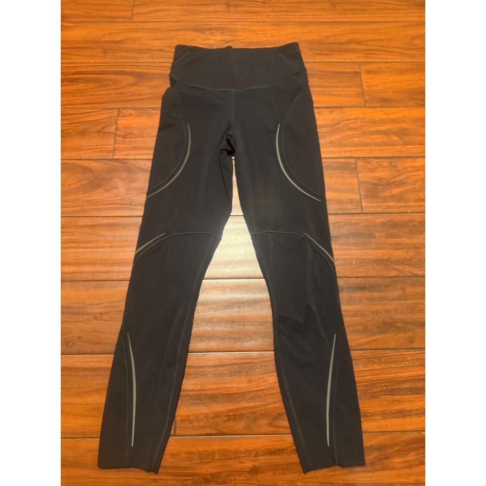 Lululemon Tight Stuff Tight II 25 Black Reflective Training Leggings Size 4